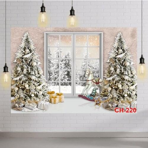 Winter Christmas Backdrop Girl Portrait Photography Kids Photocall Forest Toys Gifts Window Photo Props Child Photostudio Props