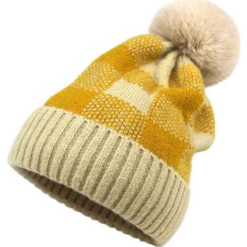 Winter Knitted Hat women hat fashion wild warm ear protection winter wool ball knitting Cute hat