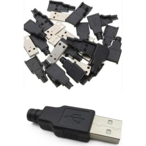 1PCS 10PCS Type A Male USB 4 Pin Plug Socket Connector Black Plastic Cover set Solder type DIY Connectors