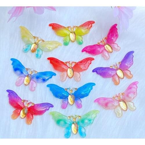 10Pcs New Cute Mixed Beautiful Butterfly Flat Back Acrylic Cabochons Scrapbooking DIY Jewelry Craft Decoration Accessories Q36