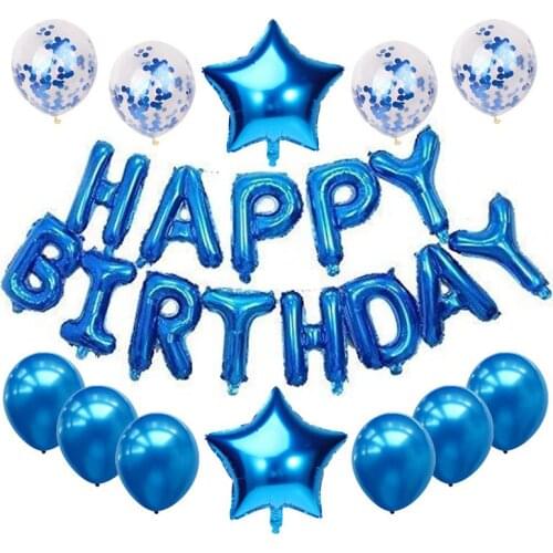 16 inches Happy birthday Aluminum film Letter suit balloon Round Sequin five-pointed star Balloon party decoration Supplies