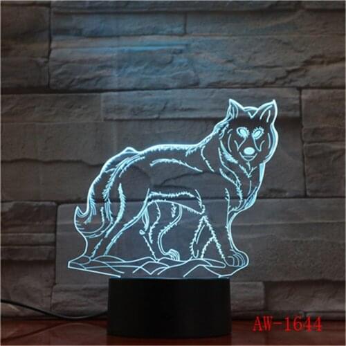 Animal Wolf Decor 3D LED Nightlights Colorful Wolf Design Table Lamp teen wolf Illusion Lights Bedroom Modern Decor AW-1644