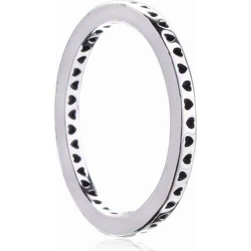 Authentic 925 Sterling Silver Pan Ring Signature Hearts Ring ComPatible With EuroPean Jewelry