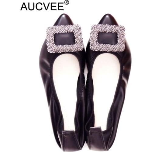 Women Luxury 2018 Ballet Flats Genuine Leather Crystal Designer Shoes Women Ballerina Slip On Shoes For Woman Mocassim Feminino