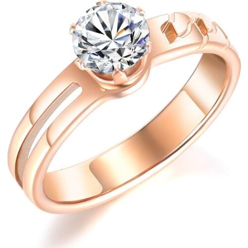 Large Cubic Zirconia Engagement Rings For Women Rose Gold Color CZ Stone Womens Ring Wedding Jewelry Hot Sale Anillos Mujer