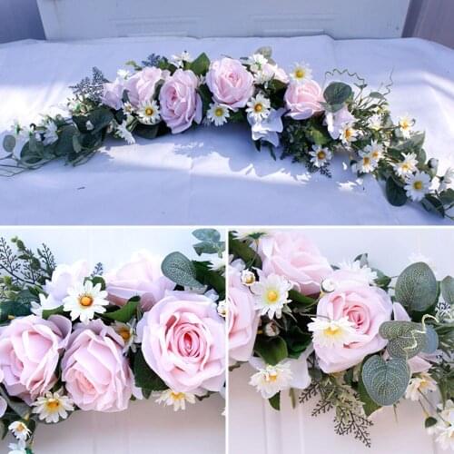 Wedding Arch Flowers Rustic Artificial Floral Swag Door Green Leaves Rose Peony Table Centerpieces Home Decoration
