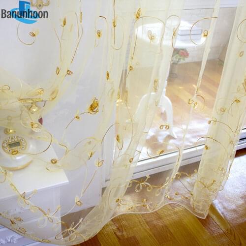 Elegant Beautiful Rose Embroidered Tulle Curtains Gauze Window Screens French Romantic All-match Sheer Curtain For Living Room