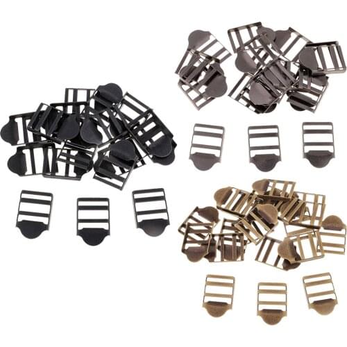 Fityle 20Pcs Ladder Lock Slider Metal Buckles for Backpack Straps Webbing