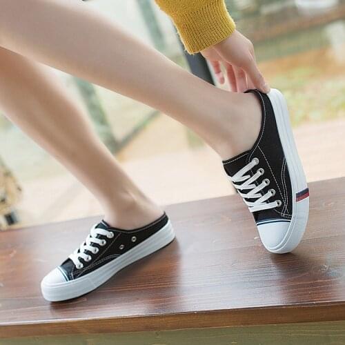 Canvas Flat Slipper Fashion Mules Shoes Women Loafer Slippers Spring New Comforty Cheap Women Cheap Zapatillas Plataforma Mujer