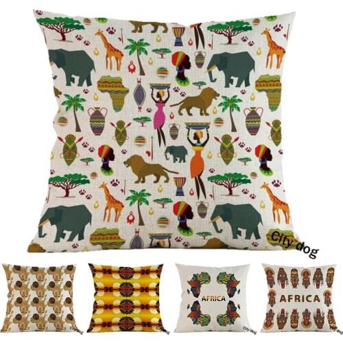 Africa Painting Art African Impression Exotic Decoration Style Sofa Throw Pillow Cover Cotton Linen Oil Cushion Cover Covers