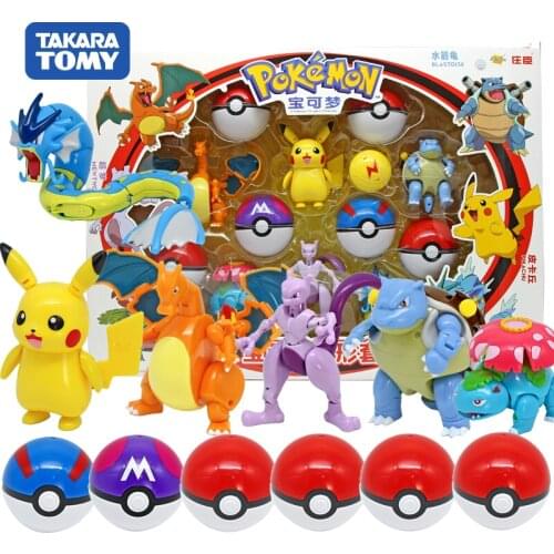 TAKARA TOMY Pokemon Doll Elf Ball Model Pikachu Fire-breathing Dragon Movable Doll Model Elf Ball Toy Set