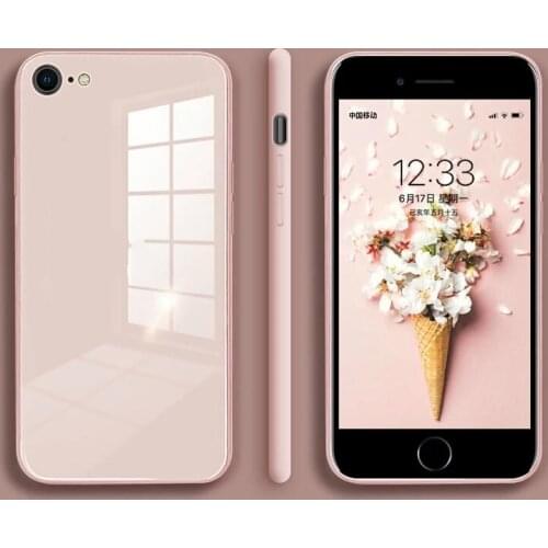 Square Tempered Glass Phone Case For iPhone 11 12 Pro Max XS Max X XR 7 8 Plus SE2 2020 Full Camera Protection Cover With Strap