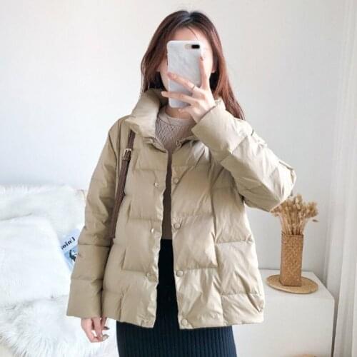 Lightweight Down Jacket Womens Clothing Short Autumn Winter 2021 New Loose White Duck Down Fashion Solid Coat Top Manteau Femme