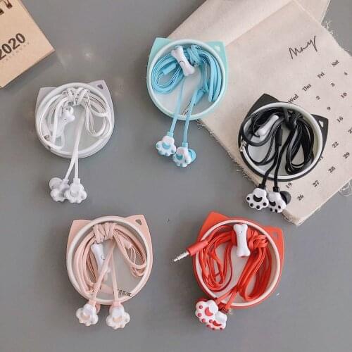 Girly Cartoon Cute Earphones with Carrying Bag Sport Earphone Wired Super Bass 3.5mm Earphone Earbud with Wheat for Huawei Vivo