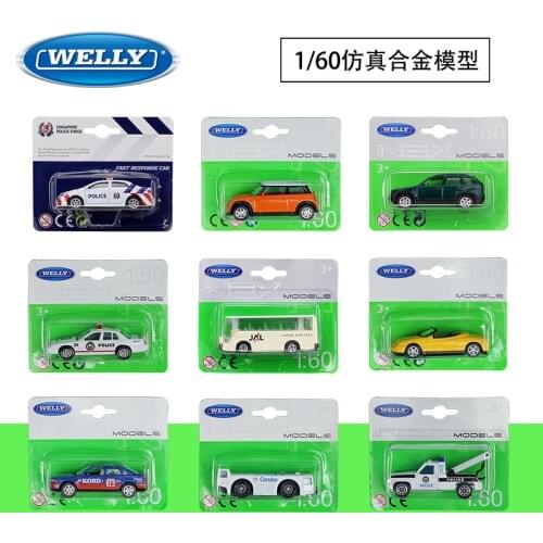 WELLY 1:60 Simulation Alloy Car Model Toy For Toyota Corolla Airport Bus Trailer Alfa Romeo BENZ AUDI MiNi Car Model For Kids