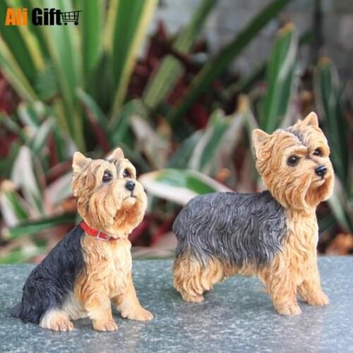 Yorkshire Terrier Simulation Dog Model Car Pendulum Crafts Home Collection Gifts Figurines Miniatures Decoration Crafts Gift
