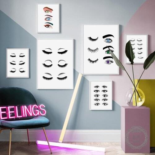 Fashion Lash Extensions Makeup Guide Eye Posters and Prints Eyelash Wall Art Canvas Painting Pictures for Salon Home Decor