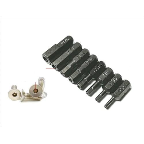 New 10Pcs 1/4" Hex bit With holes Imperial 1/16 - 5/16 L25mm S2 Screwdriver Bit set Magnetic Hex Screwdriver Bits Air Bit Tools