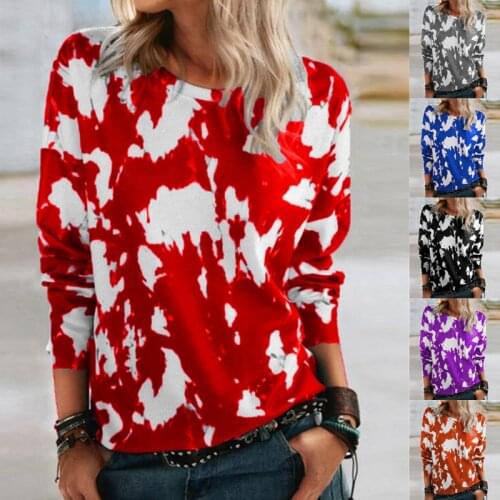 2021 New Womens Explosive Fashion Print Bottom Shirt T-shirt Womens Long Sleeves