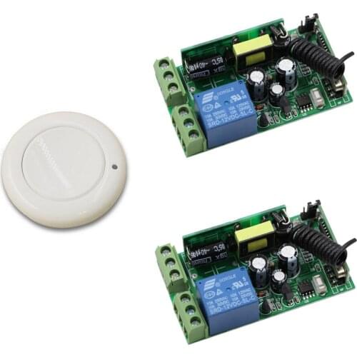 New AC 85V 110V 120V 220V 250V 1CH Wireless Remote Control Lighting Switch 2Receiver & Transmitter Round for Lamp & Light ON OFF