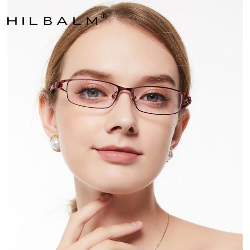 Hilbalm stylish high quality women reading glasses diopter business glasses presbyopia female anti light blue + 1.0 ~ + 4.0