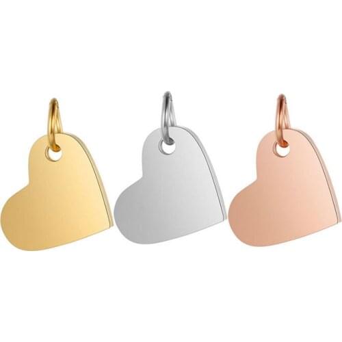 Wholesale 30pc/lot DIY Glossy Hearts Stainless Steel Charms Pendant Love Heart Jewelry Components Girls Women Making Jewelry