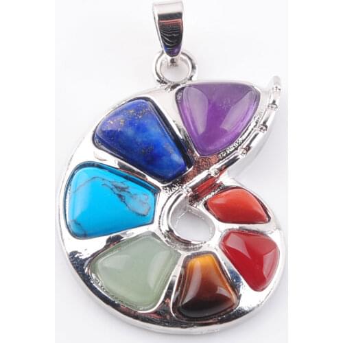 Wholesale 4Pcs/Lot Natural Gem Stone 7 Chakra Spiral Shape Pendant For Women Yoga Reiki Healing Bead Jewelry QN3671