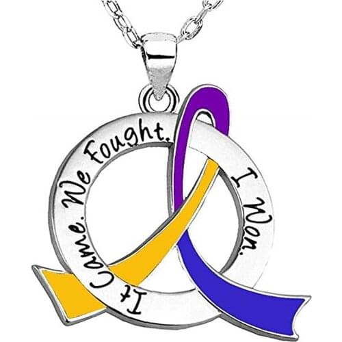 Disease Lung Cancer Down Syndrome Diabetes Awareness It Came We Fought I Won Ribbon Necklaces Hope Inspire Jewelry