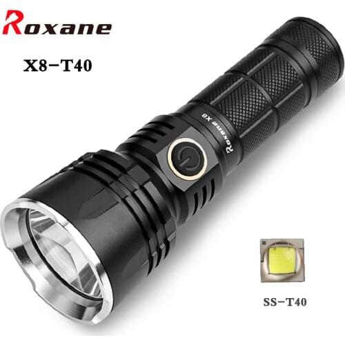 Roxane X8-T40 Super Bright LED Flashlight USB Fast Charging Outdoor Spotlight Long Shot Search Light Portable Lamp