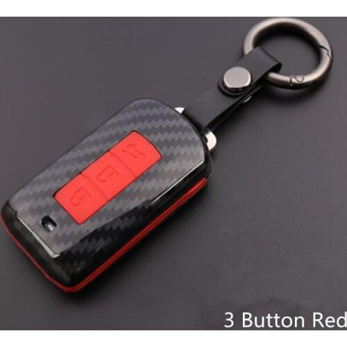 Carbon Fiber Silicone Car Keys Accessories Key Cover For Mitsubishi Lancer 10 Pajero Sport L200 Asx Rvr Outlander