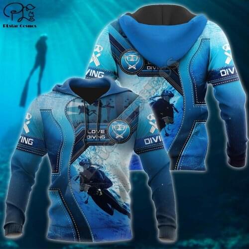 PLstar Cosmos 3DPrint Newfashion Dive Diving Sea Swimming Harajuku Streetwear Unisex Men/Women Funny Hoodies/Sweatshirt/Zip W-16