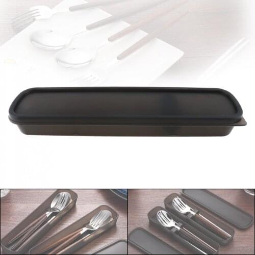 Universal Black Portable PP Cutlery Receptacle Tableware Storage Box with Silicone Pad