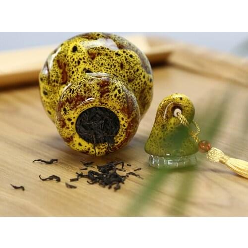 Calabash Tea Caddy Small Mini Portable Tea Caddy Ceramic Sealed Pot Creative Chinese Herbal Medicine Paste Powder Tin