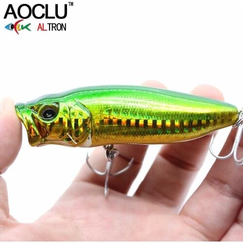 AOCLU wobblers Super Quality 4 Colors 80mm 15g Hard Bait Minnow Crank Popper Fishing lures 6# VMC hooks tackle floating surface