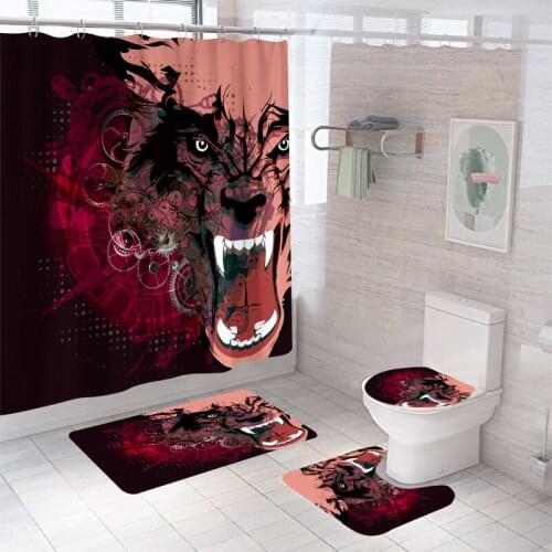 Waterproof Bathing Shower Curtain Set with 12 Hooks Toilet Covers Bath Mat for Bathroom Non-slip Rug Carpet Bathroom Accessories