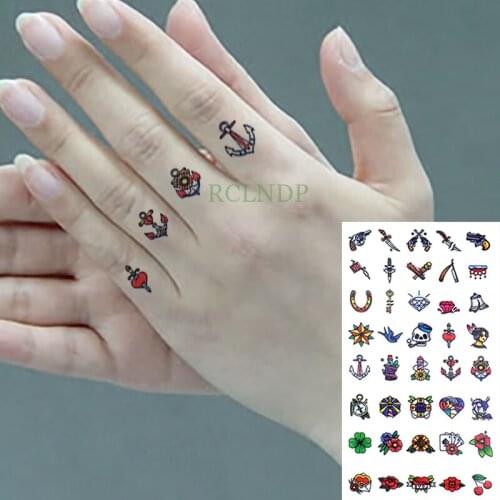 Waterproof Temporary Tattoo Stickers Lovely Clover Flower Gun Bird Diamonds Flash Tatoo Hand Back Foot for Girl Women Men Kids
