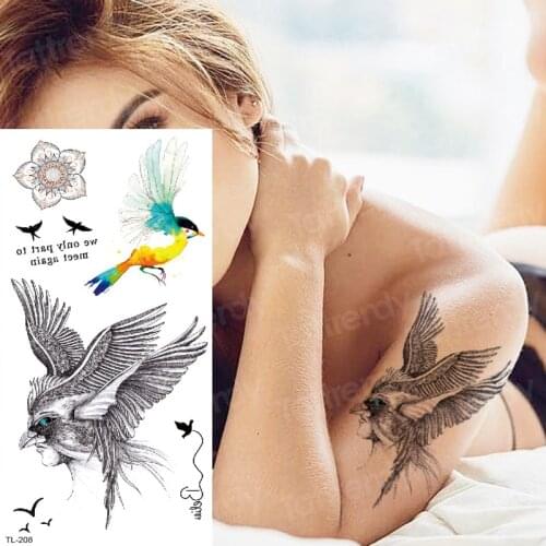 Temporary tattoo sticker woman waterproof body tattoo birds swallow tattoo sketch water tatoo black animals tattoos fake women