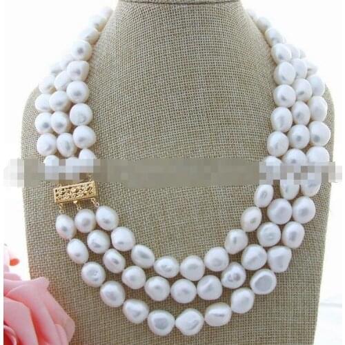 17"-19" 13-14 mm AA White Baroque Pearl Necklace