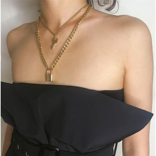 Creative necklace female fashion elements wild items simple and novel retro key lock pendant necklace women gift бижутерия #40