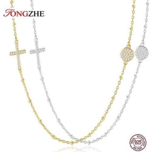 TONGZHE Christian Jesus Cross Necklace Women 925 Sterling Silver Evil Eye Necklace Choker Cross Pendants Men Jewelry