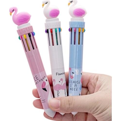 10 Colors Cute Animal Flamingo Cartoon Ballpoint Pen School Office Supplies Stationery Children Gifts
