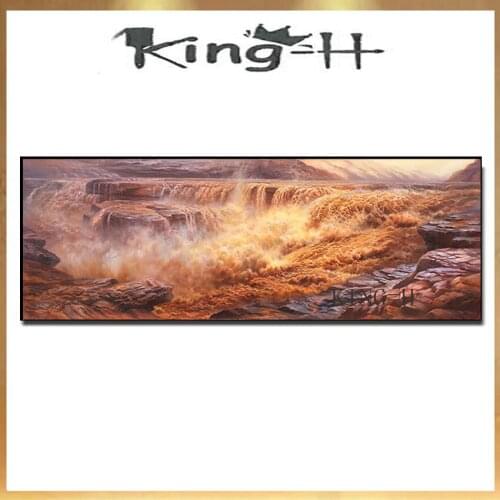100% Hand Painted Realistic Yellow River Oil Painting On Canvas Wall Art Frameless Picture Decoration For Live Room Home Decor 1