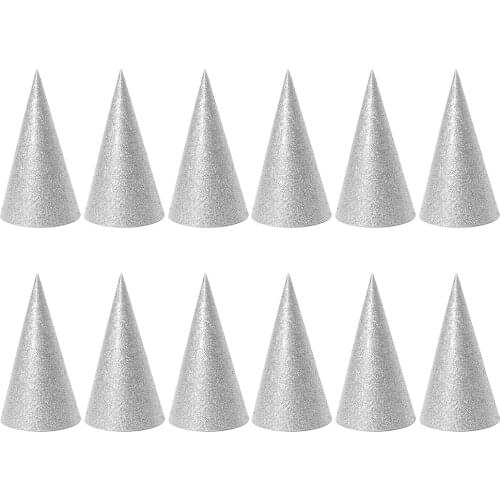 12PCS Glitter Cone Party Hats Triangle Birthday Hats for Kids and Adults Party Decorations (Golden)