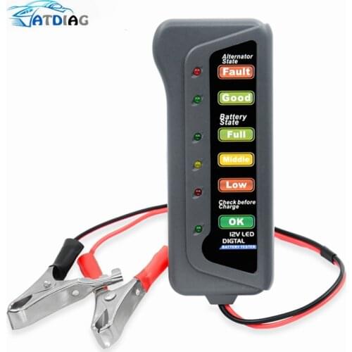 12V Digital Battery Alternator Tester 6 LED Lights Display brake fluid tester Auto Car Diagnostic for Cars Vehicle Motorcycle