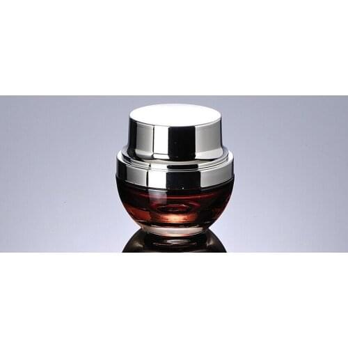 20G red glass cream jar Portable Cosmetic container Bottle w silver cap Moisturizer Sample Container-Empty Pot Travel Skin Care