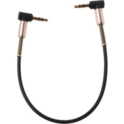 24cm Dual 90 Degree Nylon 3.5 mm to 3.5mm Male Jack Cable Car Aux Cord for iphone MP3 Speaker H4GA