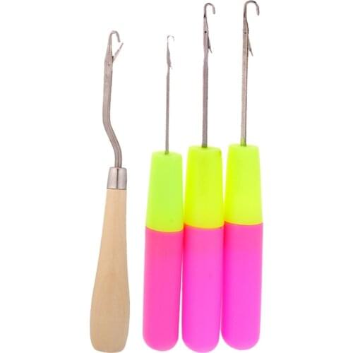 4pcs Crochet Latch Hook Lock Needles for Hair/ Micro Braid Needle Dread Lock