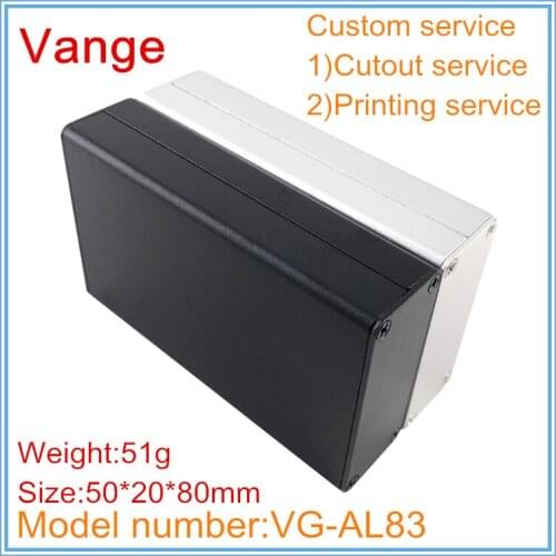 5pcs/lot mold extruded profiles aluminum case 50*20*80mm 6063-T5 aluminum enclosure apparatus diy for electronic device