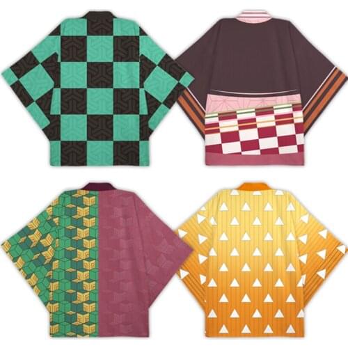 Anime Demon Slayer Kimetsu No Yaiba Tanjiro Kamado Nezuko Cosplay Costume Giyuu Men Kimono Cloak Halloween Party For Women CS092