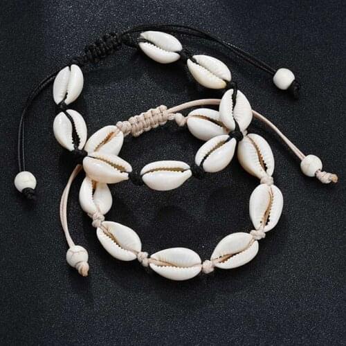Jisensp Handmade Natural Seashell Hand Knit Bracelet Shell Bracelets for Women Accessories Beaded Strand Bracelet Dropshipping